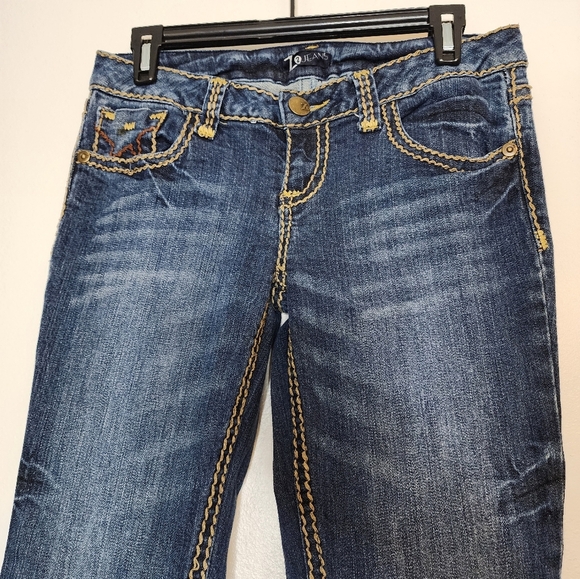 ZCO Womens Bootcut Jeans Thick Stitched Back Pocket Mid Rise Distressed Bohemian - Picture 2 of 13